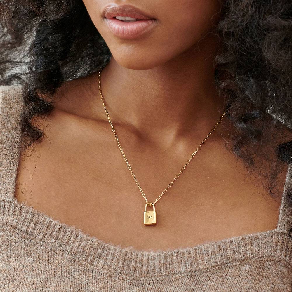 Allie Padlock Link Necklace in Gold Vermeil-3 Allie Padlock Link Necklace in Gold Vermeil-3 product photo