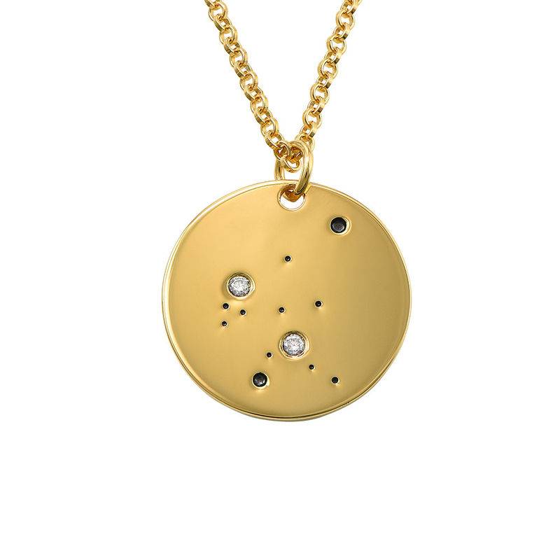 Aquarius Constellation Necklace with Diamonds in Gold Plating-1 product photo