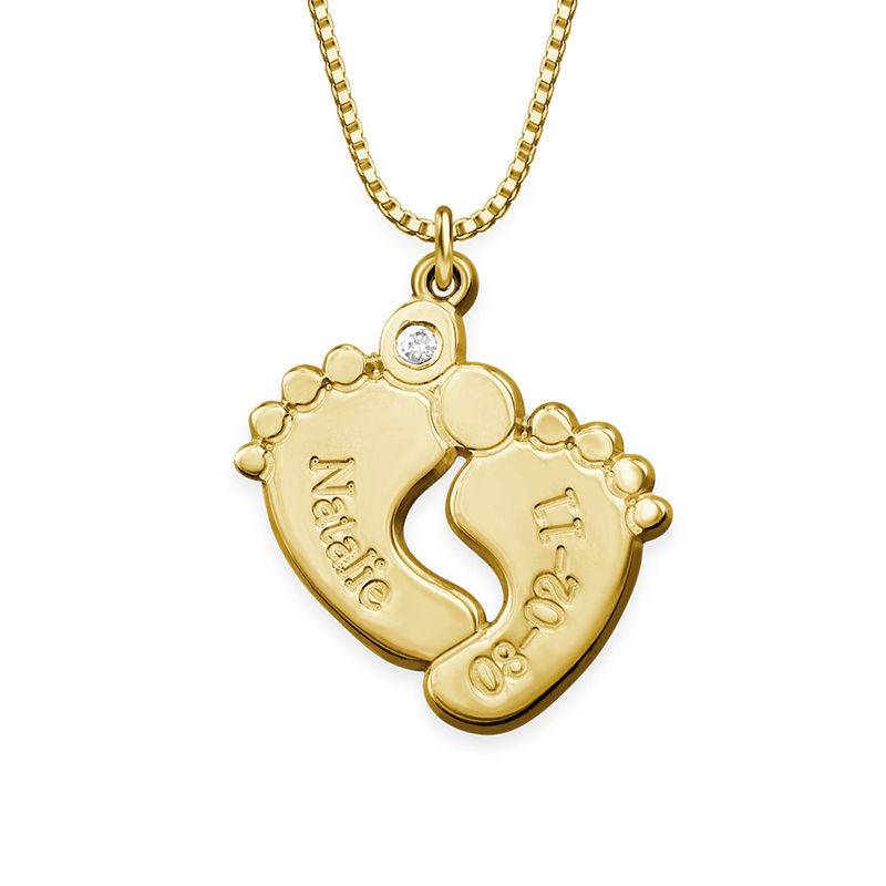 Baby Feet Necklace Gold Plated with Diamond-3 product photo