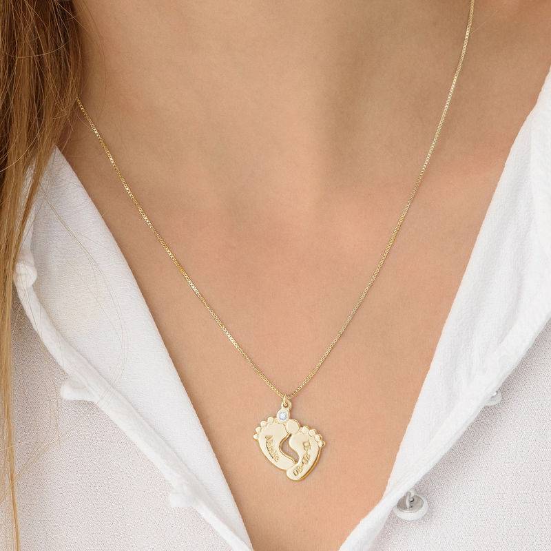 Baby Feet Necklace Gold Plated with Diamond-1 product photo