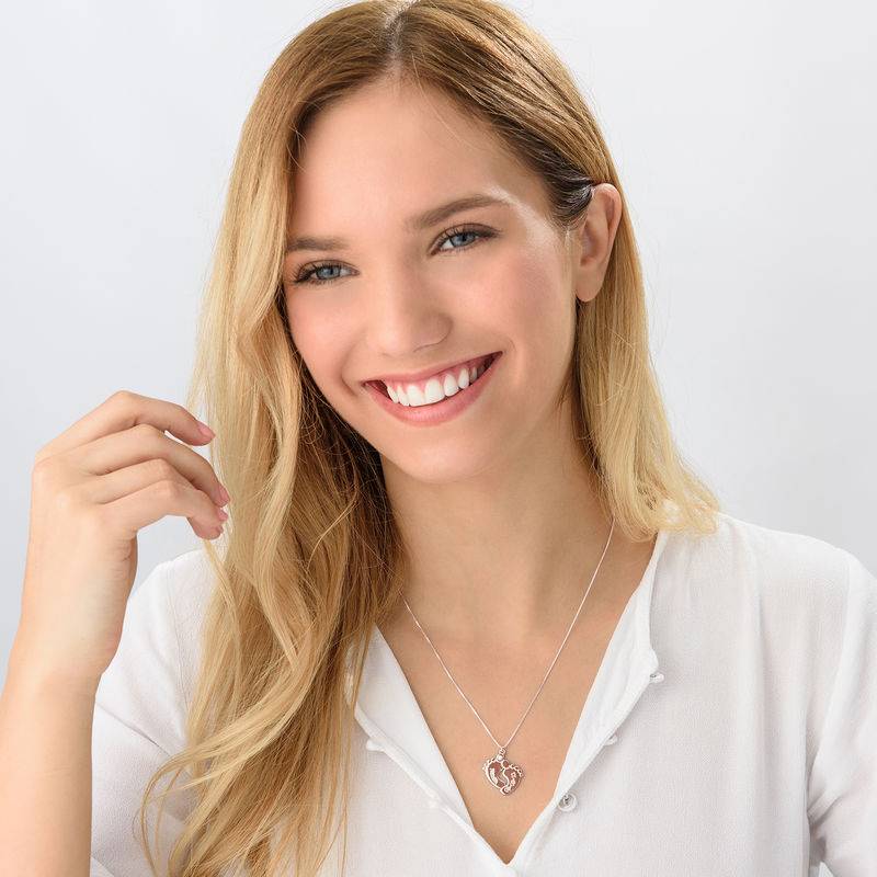 Baby Feet Necklace Rose Gold Plated with Diamond-2 product photo