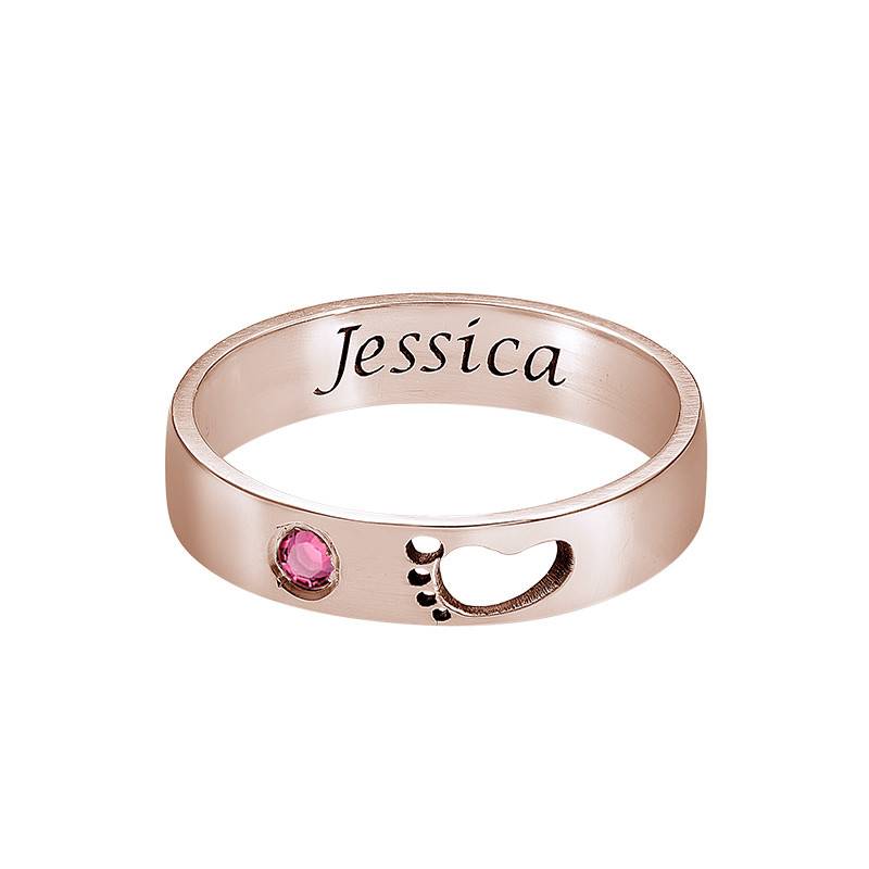 Baby Feet Ring with Inner Engraving in Rose Gold Plating-2 product photo