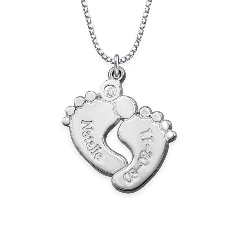 Baby Feet Sterling Silver Diamond Necklace-1 Baby Feet Sterling Silver Diamond Necklace-1 product photo