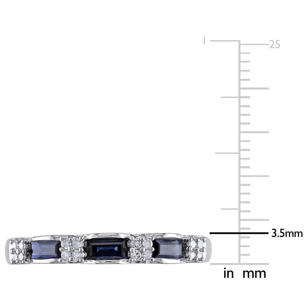 Baguette-Cut Sapphire Eternity Ring in 10k White Gold with Diamonds-6 product photo