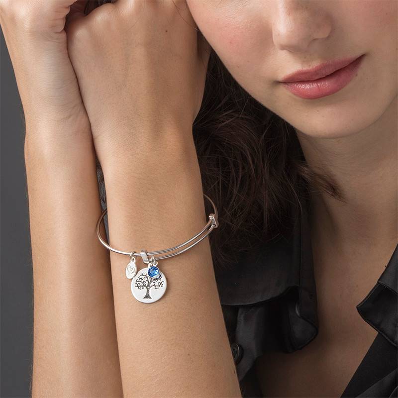 Bangle Bracelet with a Family Tree Charm-4 product photo
