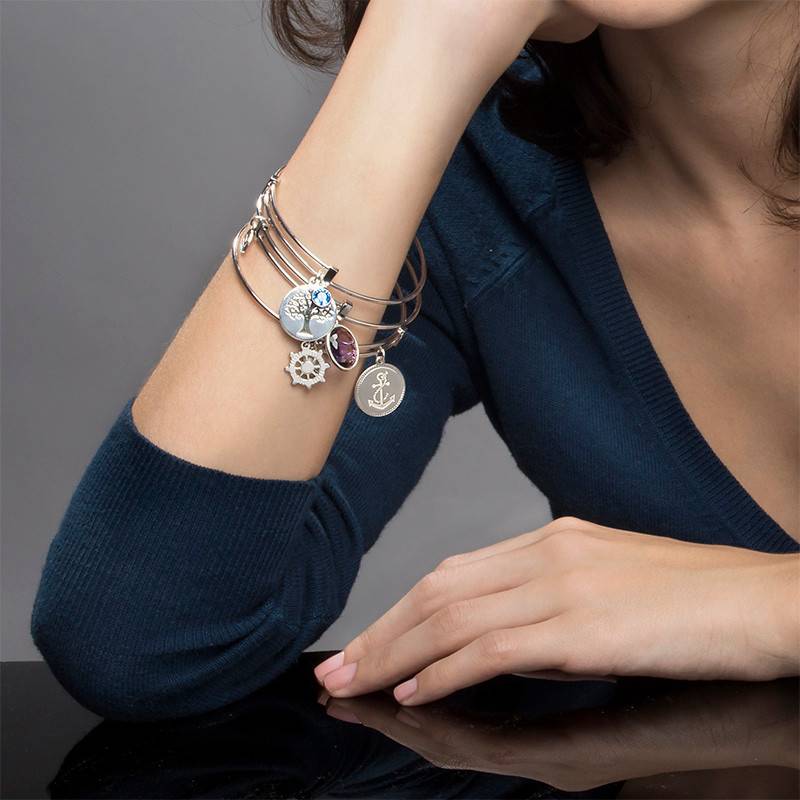 Bangle Bracelet with a Family Tree Charm-5 product photo