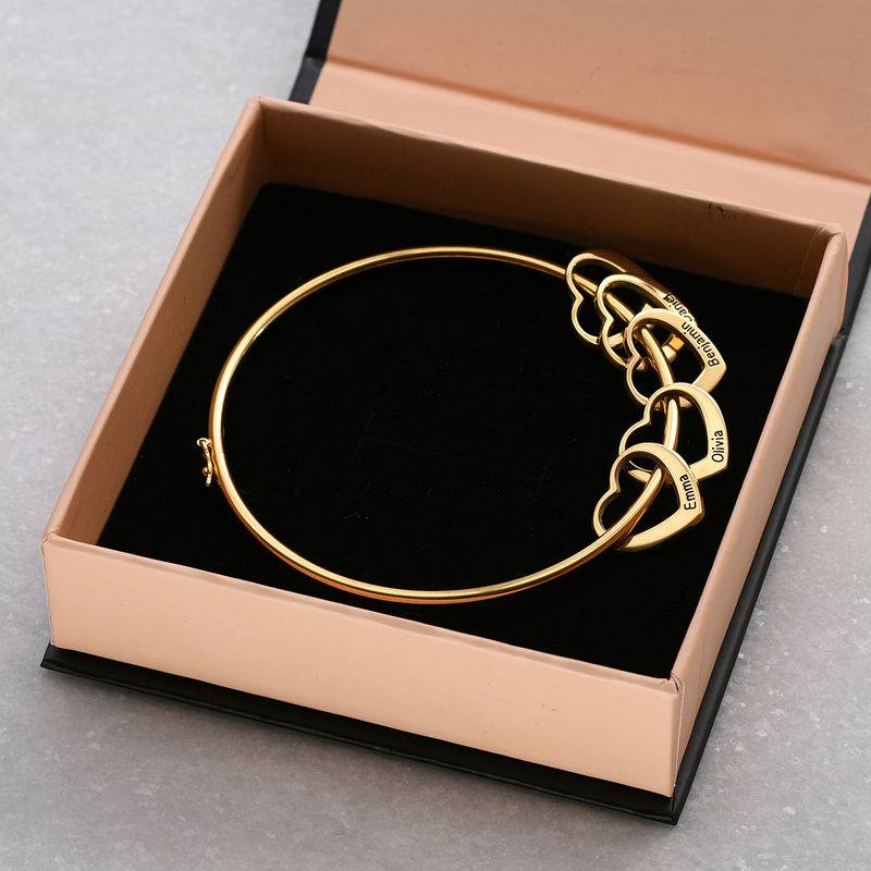 Bangle Bracelet with Heart Shape Pendants in Gold Plating-6 product photo