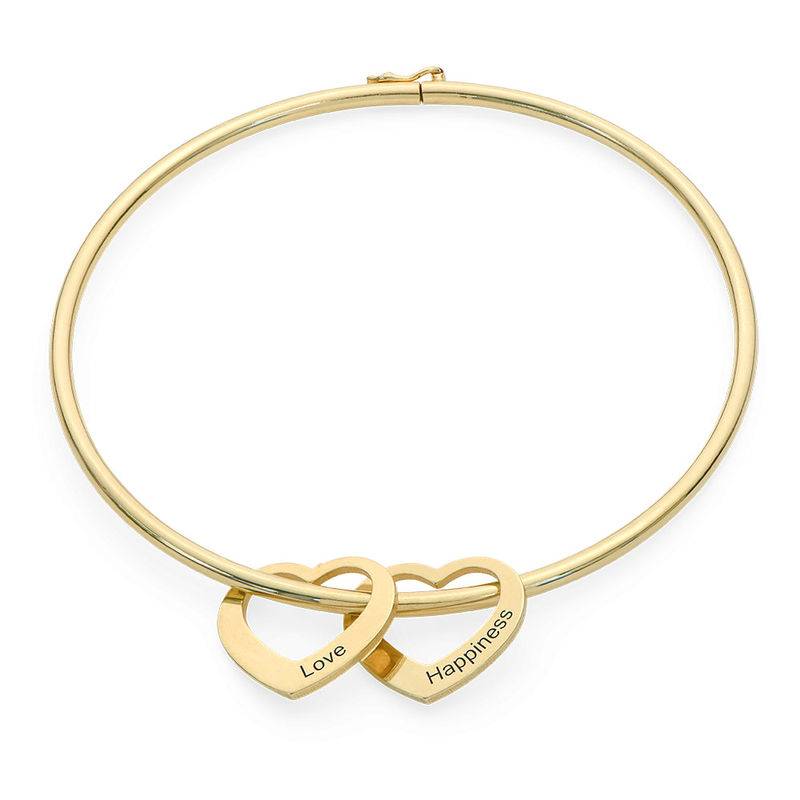 Bangle Bracelet with Heart Shape Pendants in Gold Plating-2 product photo