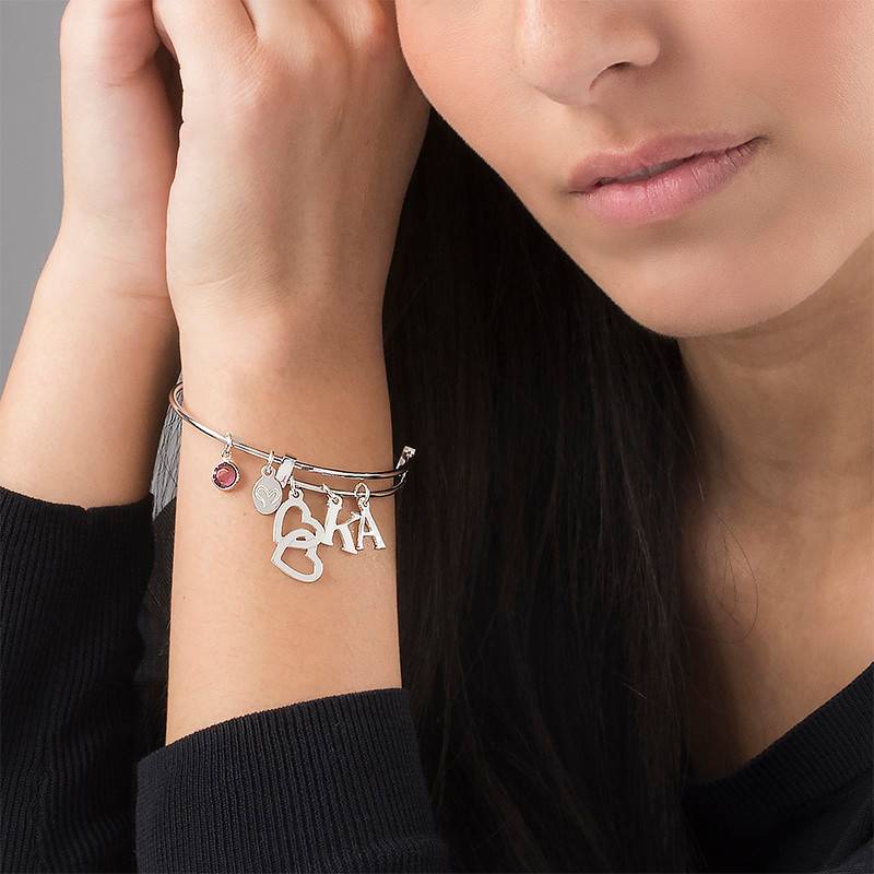 Bangle Charm Bracelet with Intertwined Hearts-3 product photo