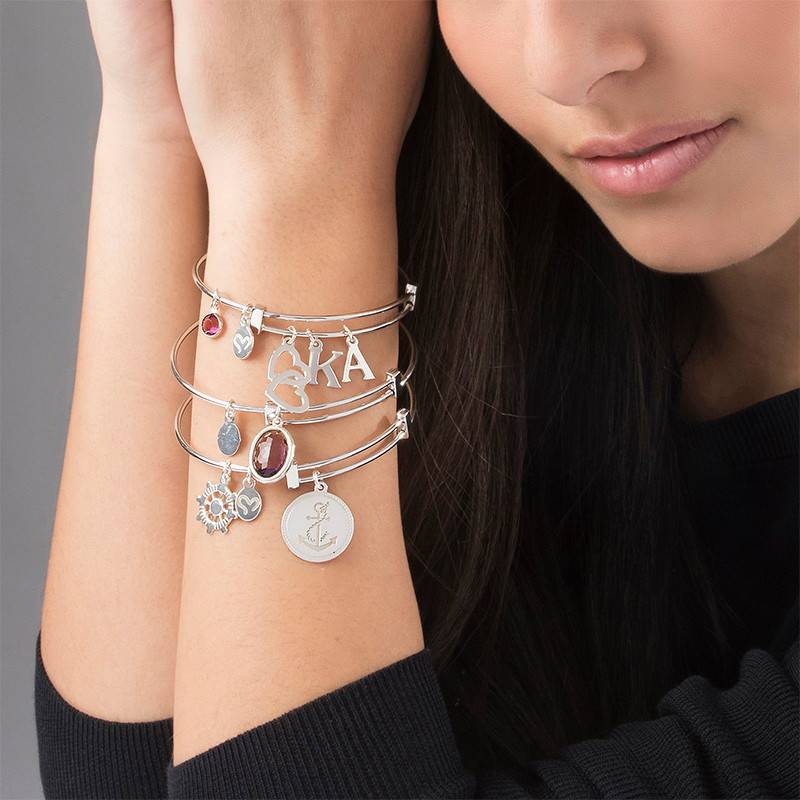 Bangle Charm Bracelet with Intertwined Hearts-4 product photo