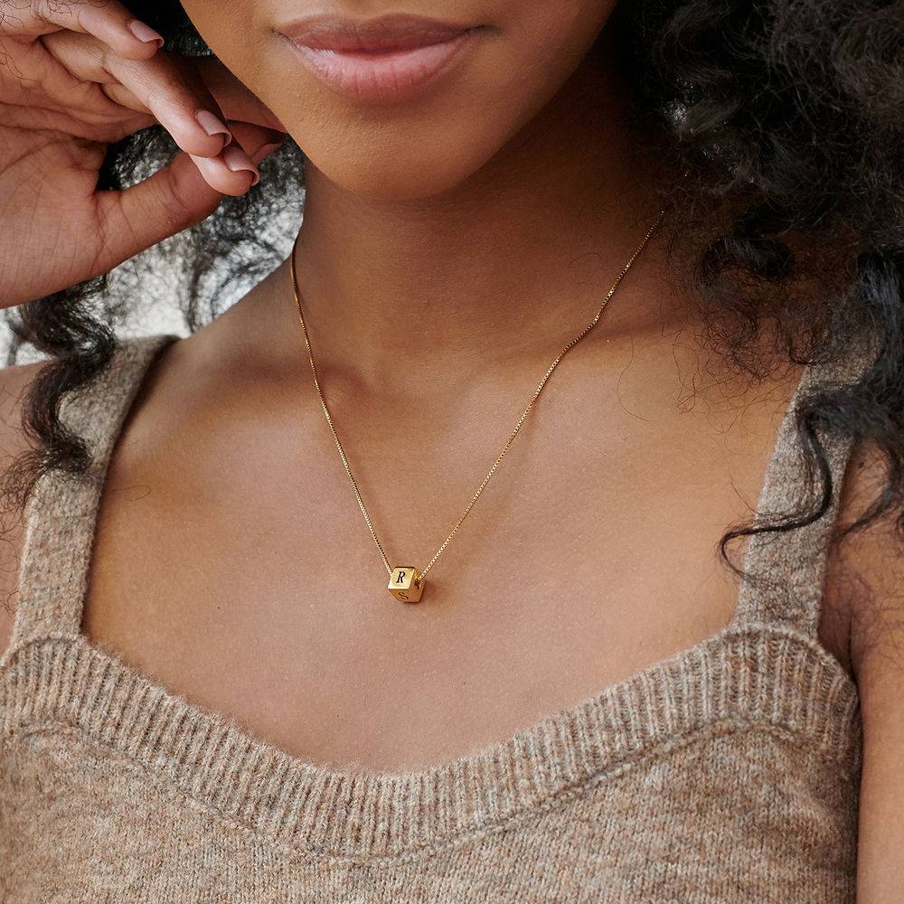 Blair Initial Cube Necklace in Gold Plating-4 product photo