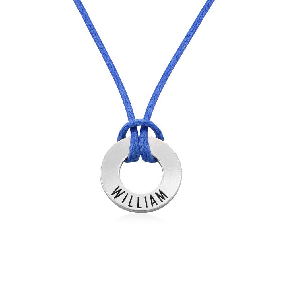 Boys ID Wax Cord Necklace in Sterling Silver-1 product photo