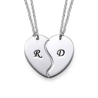 Breakable Heart Necklaces with Initial Engraving-1 product photo