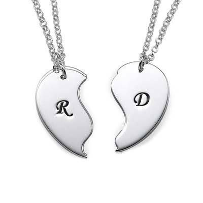 Breakable Heart Necklaces with Initial Engraving-2 product photo