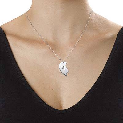 Breakable Heart Necklaces with Initial Engraving-4 product photo