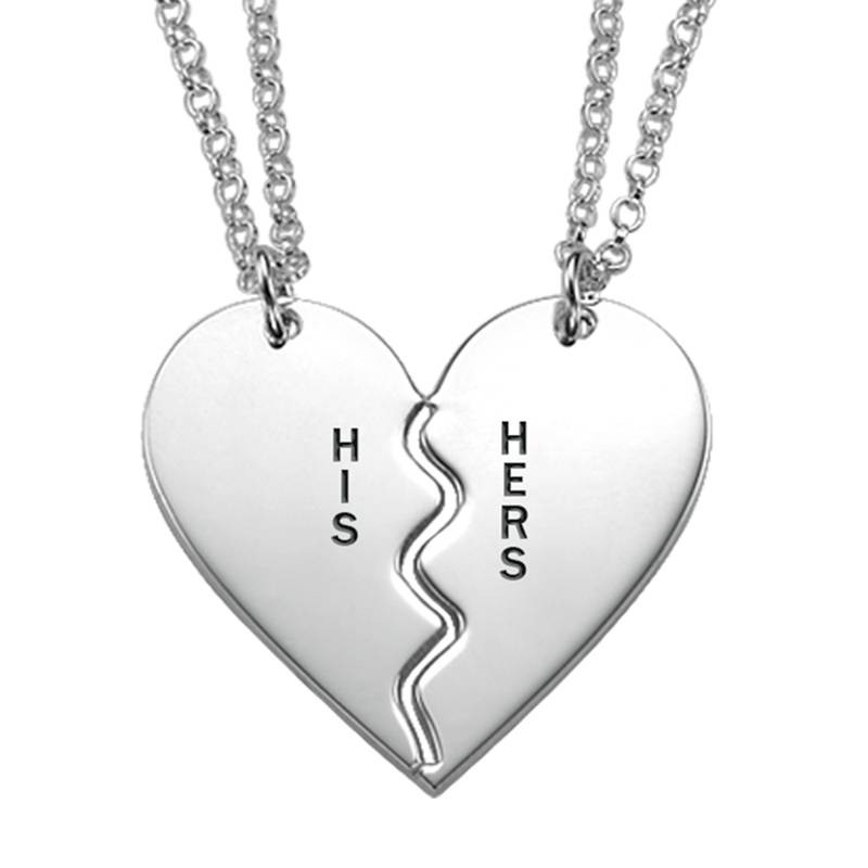 Broken Heart Necklace for Couples in Silver-1 product photo