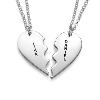 Broken Heart Necklace for Couples in Silver-2 product photo