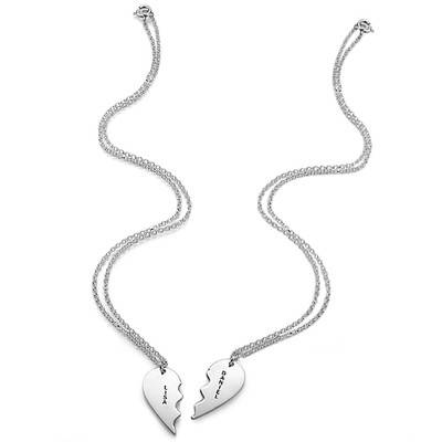 Broken Heart Necklace for Couples in Silver-3 product photo