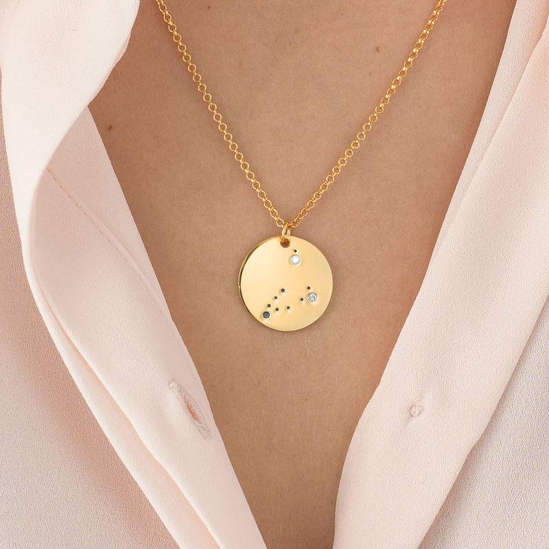Capricorn Constellation Necklace with Diamonds in Gold Plating-3 product photo