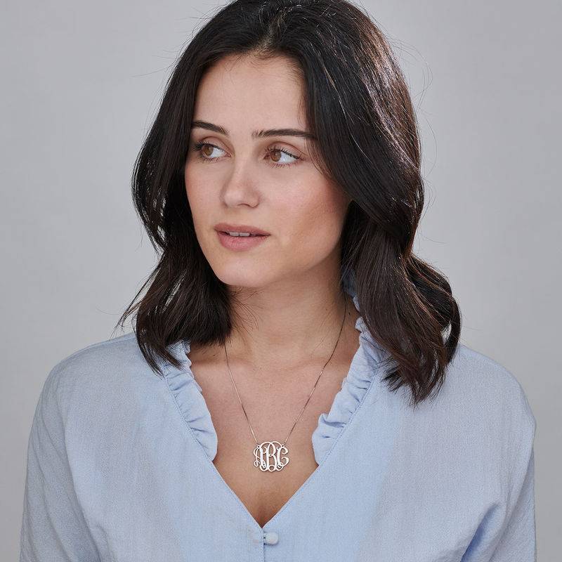 Celebrity Monogram Necklace in 14k White Gold-2 product photo