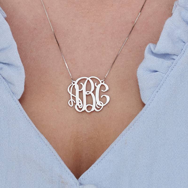 Celebrity Monogram Necklace in 14k White Gold-3 product photo