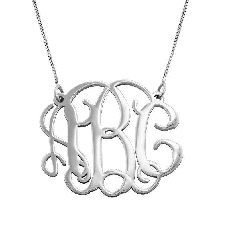 Celebrity Monogram Necklace in 14k White Gold-1 product photo