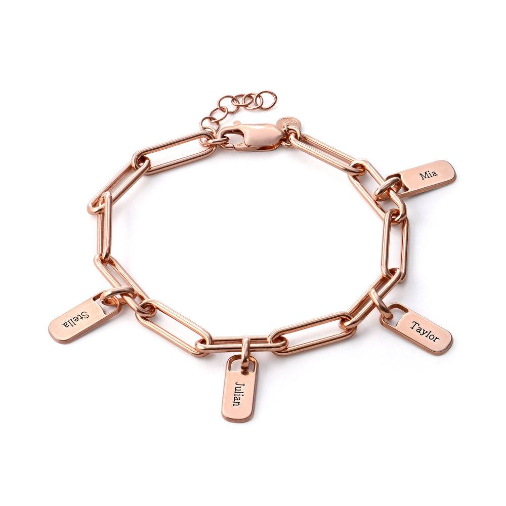 Chain Link Bracelet with Custom charms in 18K Rose Gold Plating-1 product photo