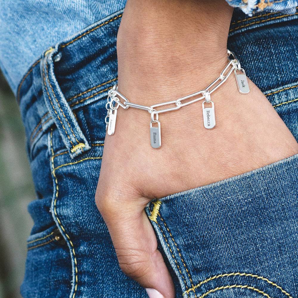 Chain Link Bracelet with Custom charms in Sterling Silver-2 product photo