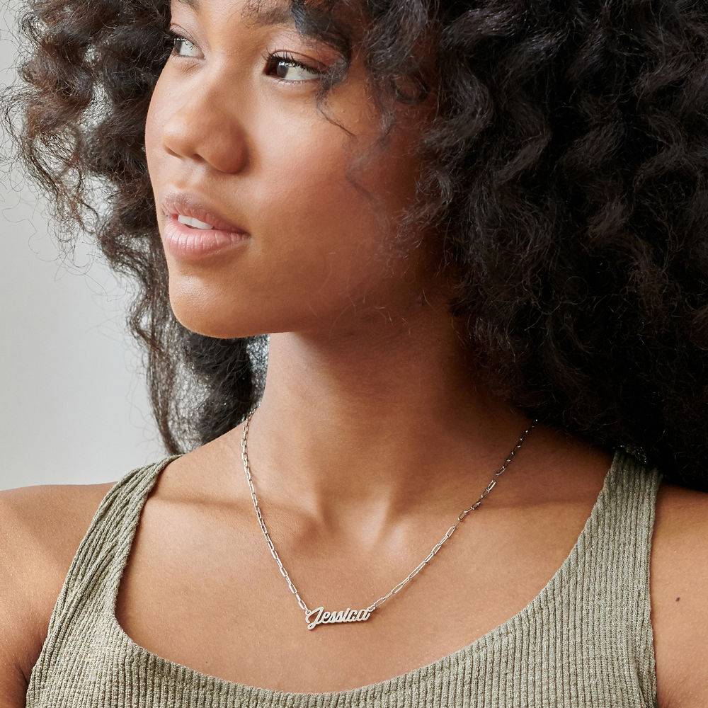 Chain Link Script Name Necklace in Sterling Silver-3 Chain Link Script Name Necklace in Sterling Silver-3 product photo