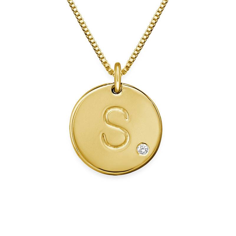Charm Necklace with Initial Gold Plated with Diamond-1 product photo