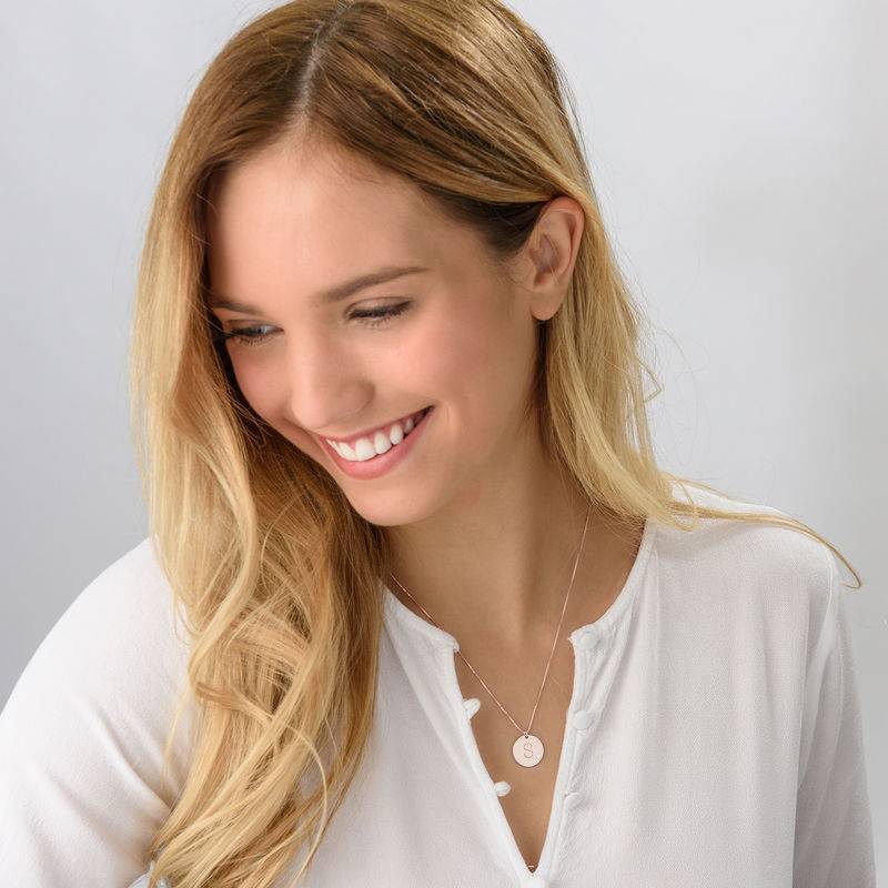 Charm Necklace with Initial Rose Gold Plated with Diamond-2 product photo