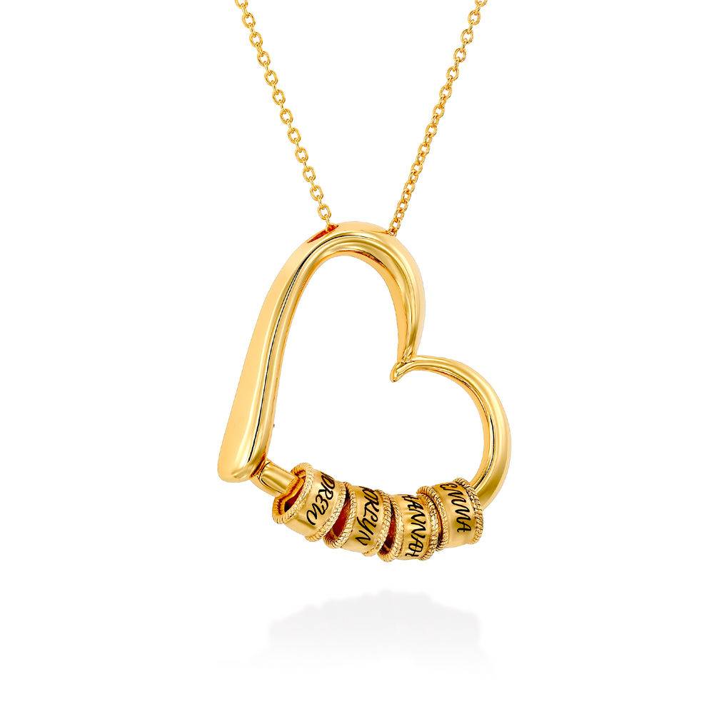 Charming Heart Necklace with Engraved Beads in Gold Plating-3 product photo