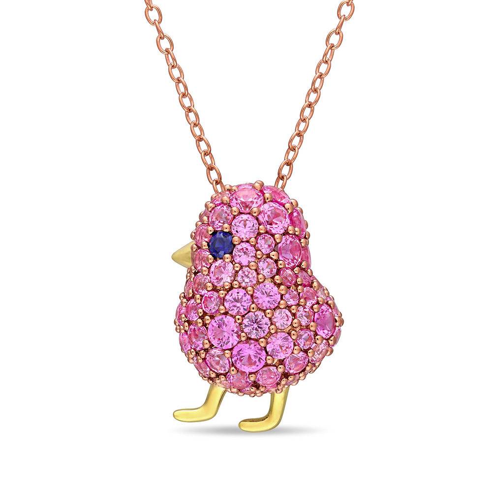 Chick Necklace with Lab-Created Blue and Pink Sapphire in Rose Gold Plated Sterling Silver-1 product photo