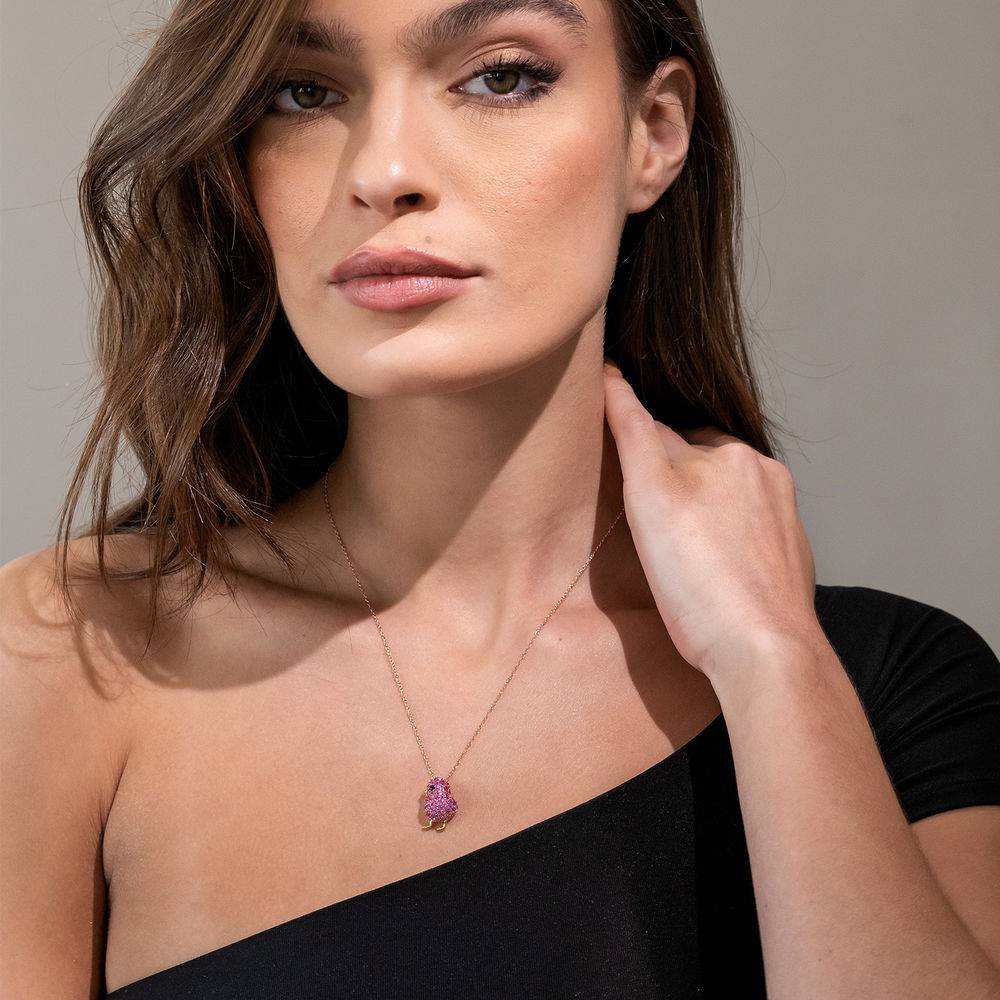 Chick Necklace with Lab-Created Blue and Pink Sapphire in Rose Gold Plated Sterling Silver-4 product photo