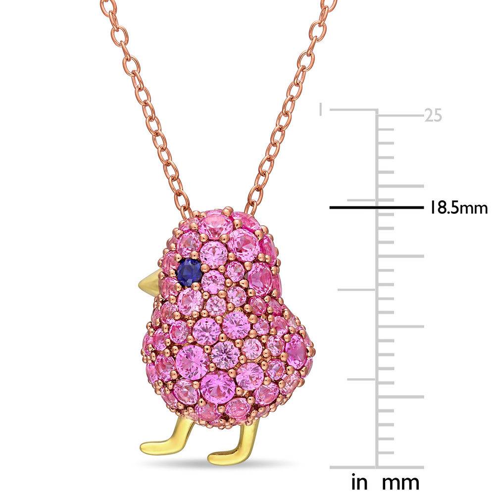 Chick Necklace with Lab-Created Blue and Pink Sapphire in Rose Gold Plated Sterling Silver-5 product photo