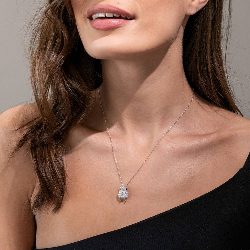 Chick Necklace with Lab-Created Blue and White Sapphire in Sterling Silver with Gold Plated details-3 product photo