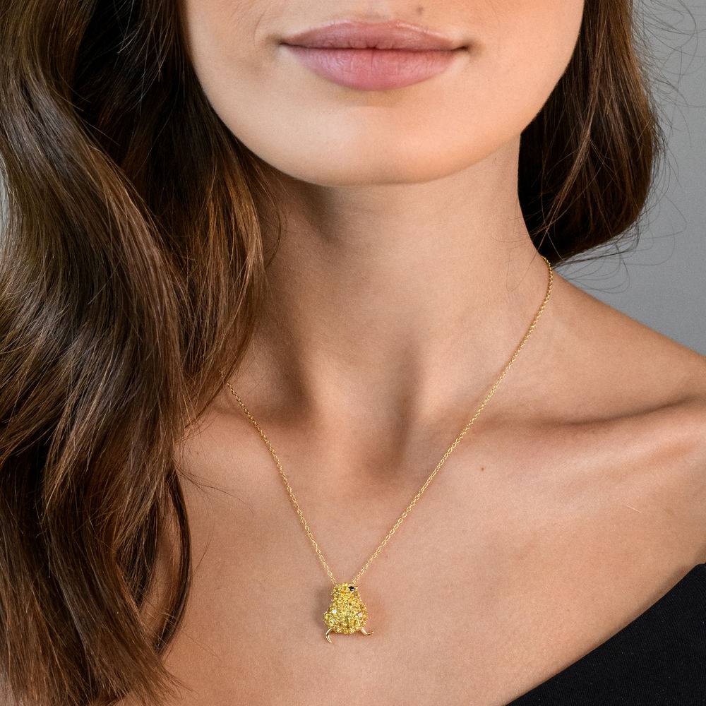 Chick Necklace with Lab-Created Blue and Yellow Sapphire in Gold Plated Sterling Silver-3 product photo