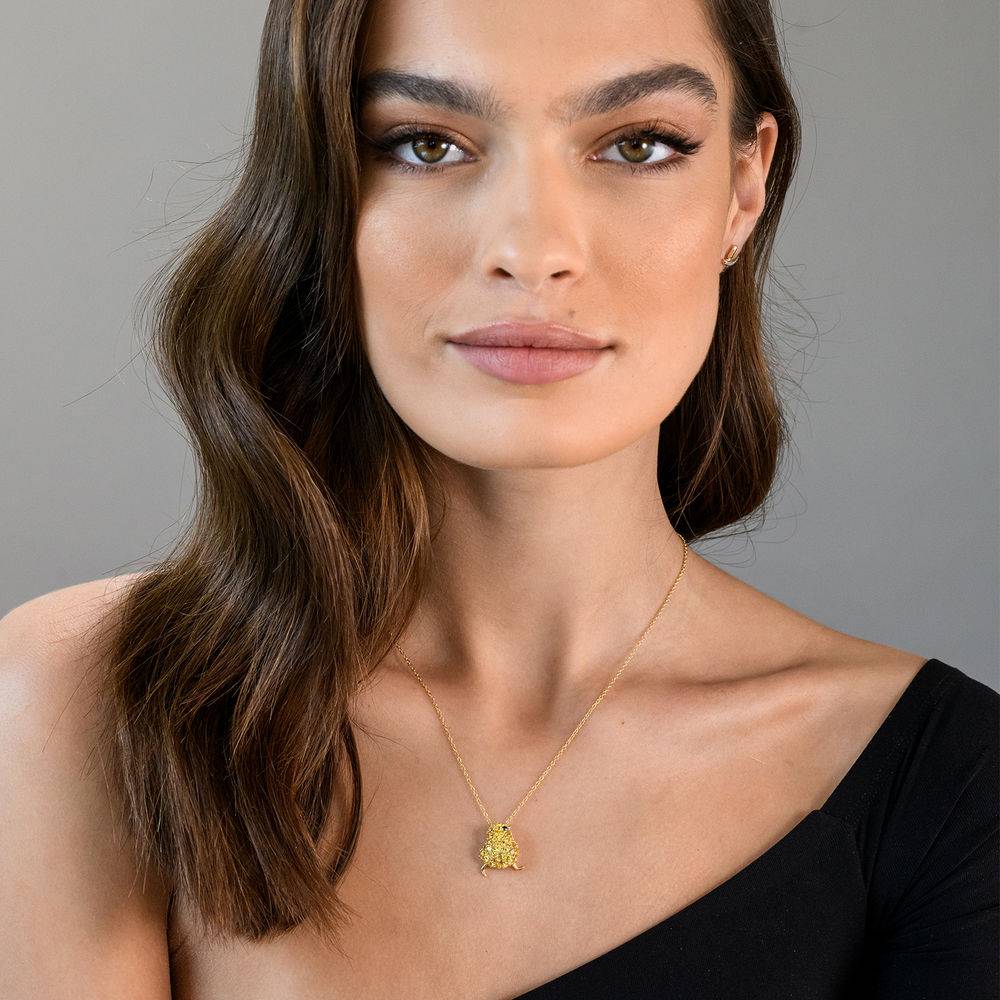 Chick Necklace with Lab-Created Blue and Yellow Sapphire in Gold Plated Sterling Silver-4 product photo