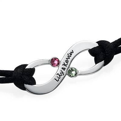Couple's Infinity Bracelet with Birthstones-2 product photo