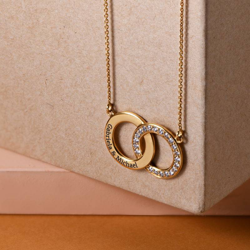 Cubic Zirconia Interlocking Circles Necklace in Gold Plating-2 product photo