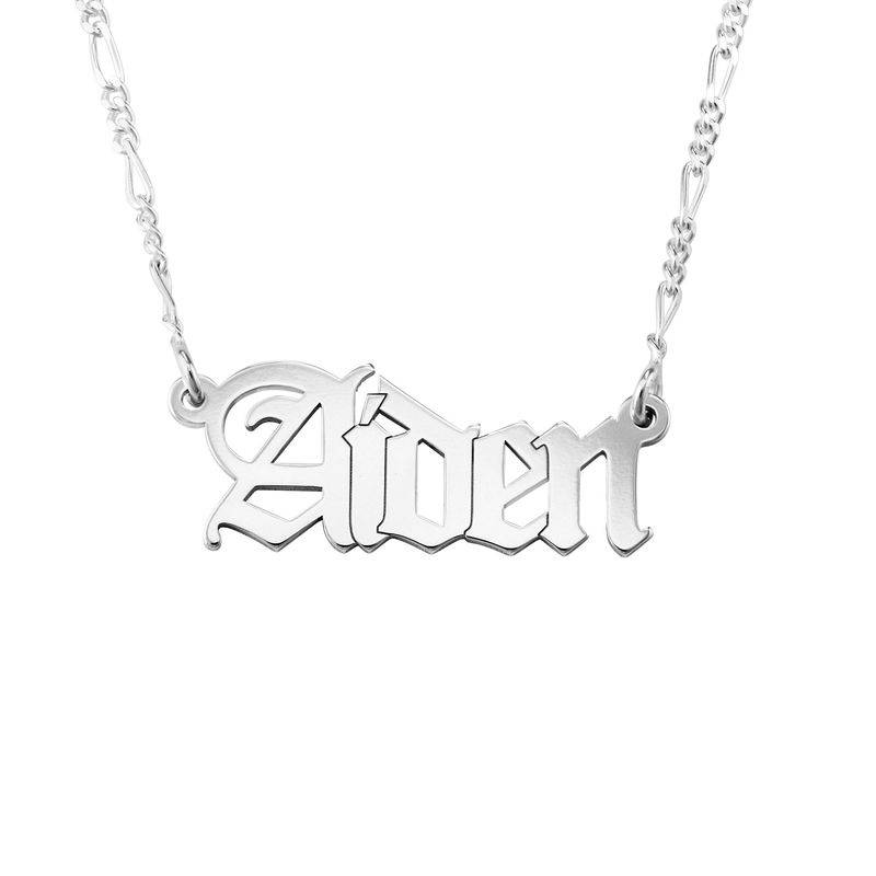Custom Gothic Name Necklace in Silver - Unisex-1 product photo