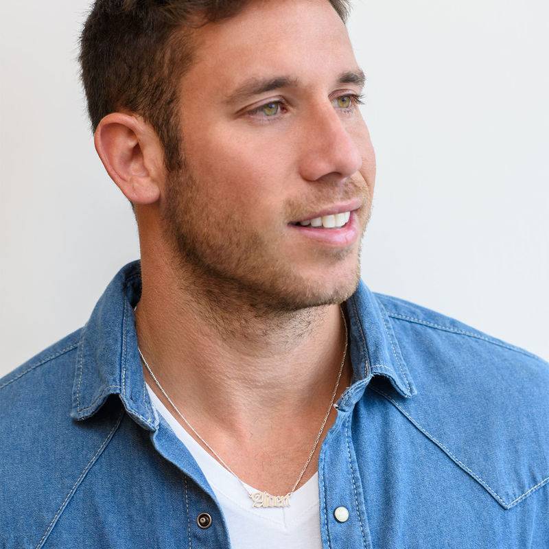 Custom Gothic Name Necklace in Silver - Unisex-2 product photo