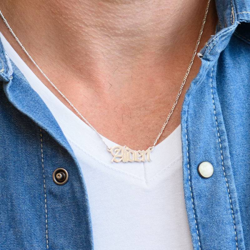 Custom Gothic Name Necklace in Silver - Unisex-3 product photo