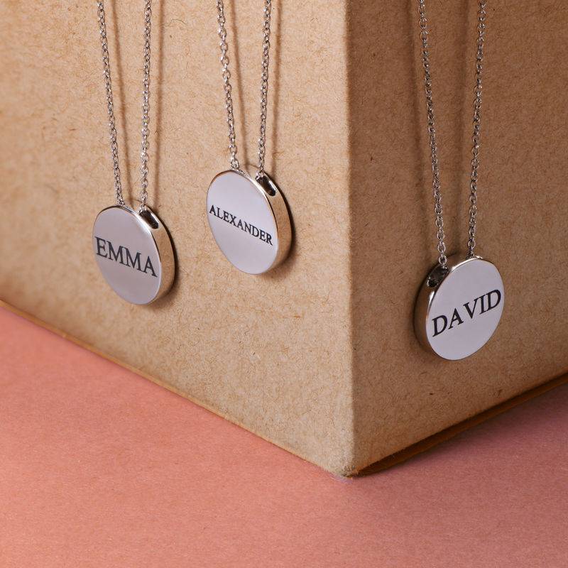 Custom Thick Disc Necklace in Sterling Silver-4 product photo