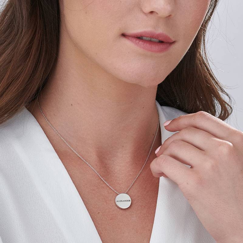 Custom Thick Disc Necklace in Sterling Silver-6 product photo