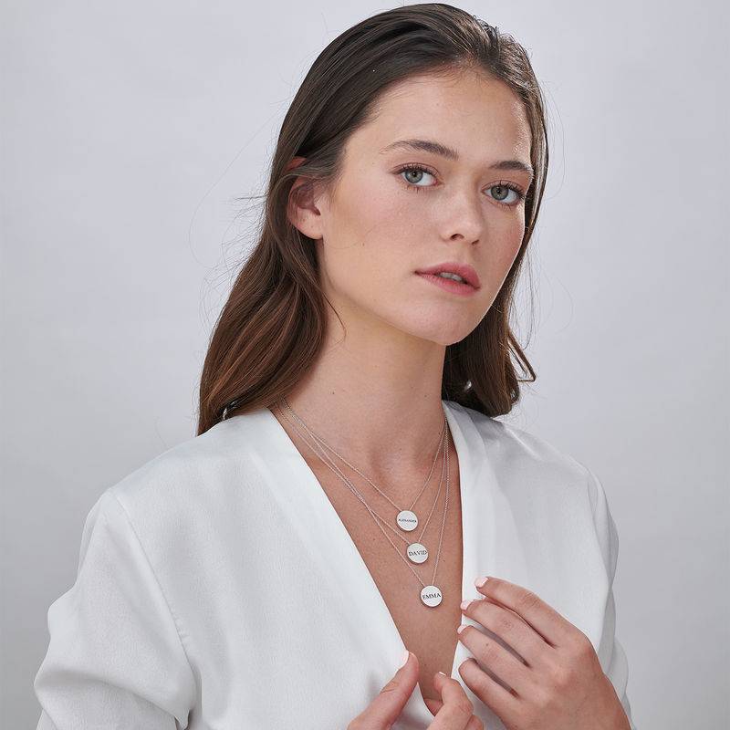 Custom Thick Disc Necklace in Sterling Silver-7 product photo