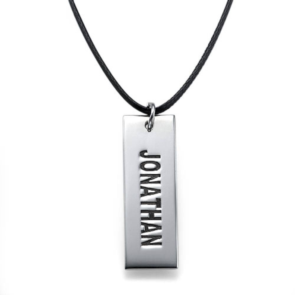 Custom Vertical Dog Tag Necklace for Men  in Sterling Silver-1 product photo
