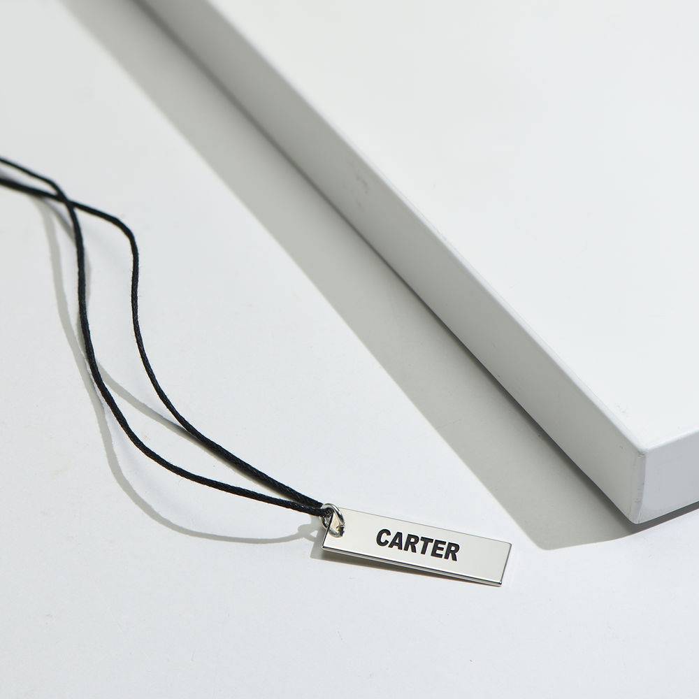 Custom Vertical Dog Tag Necklace for Men  in Sterling Silver-2 product photo