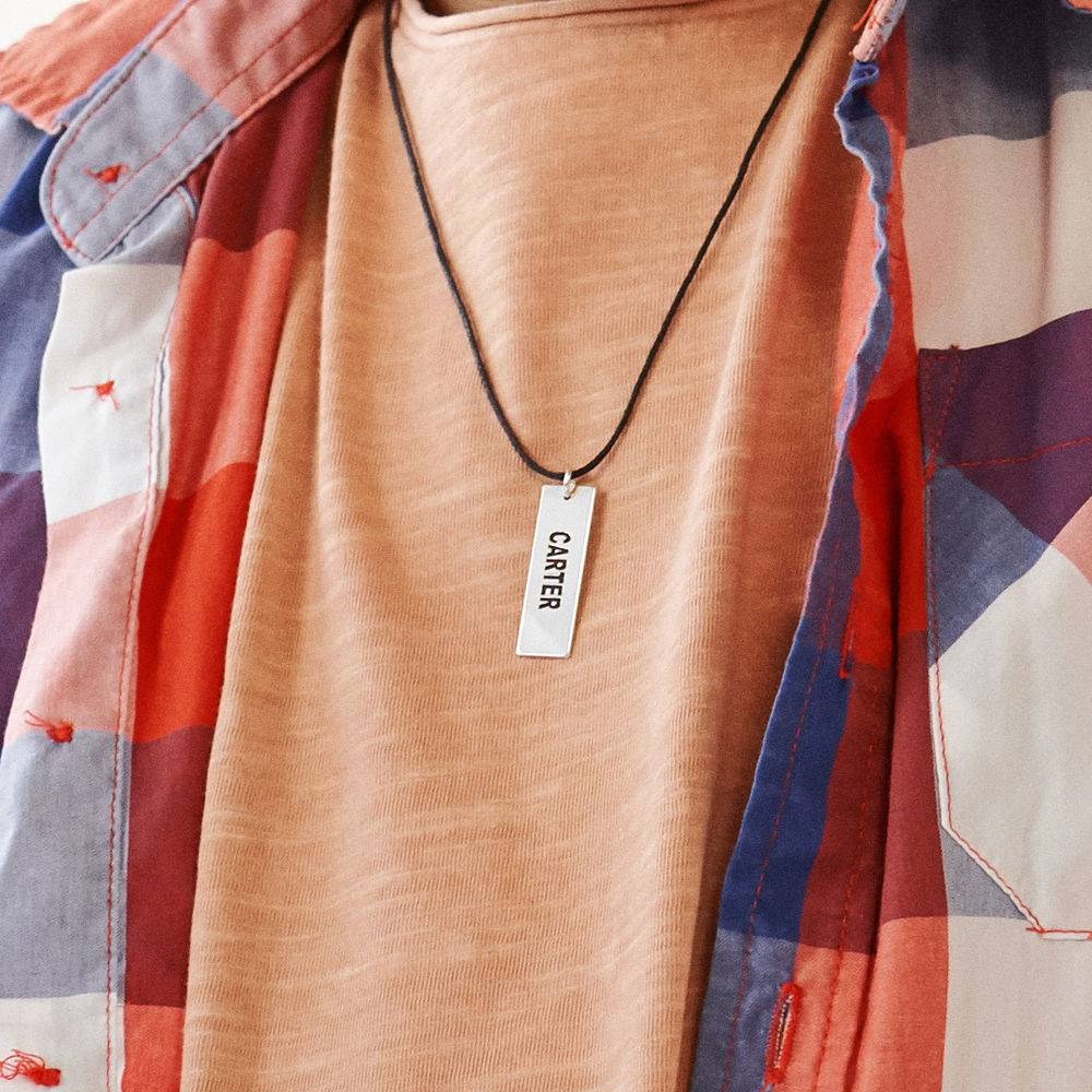 Custom Vertical Dog Tag Necklace for Men  in Sterling Silver-3 product photo