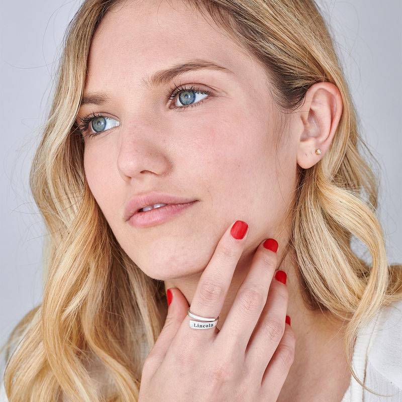 Custom Wrap Name Ring with Cubic Zirconia in Silver-4 product photo